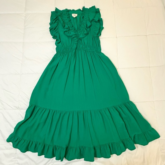 Kelly Green Tiered Ruffle Midi Dress - Picture 4 of 7